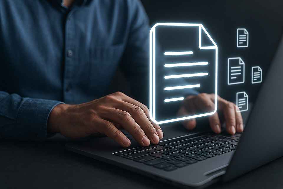 Foto: Person, die einen Computer benutzt